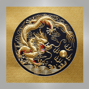 伊飛湘繡純手工刺繡單面繡家居掛畫盤金龍 ?編號：g10028