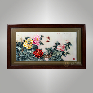 伊飛湘繡純手工刺繡單面繡家居掛畫花卉 花開富貴 傾城嬌韻 ?編號：d11606