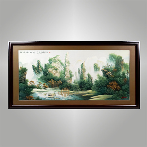 伊飞湘绣家居挂画纯手工刺绣单面绣张家界风光客厅装饰画风景 b20362